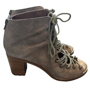Jeffrey Campbell Cors Suede Gladiator Lace Up Bootie 7.5 Peep Toe